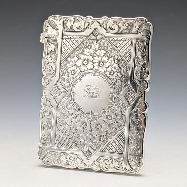 1893 British antique sterling silver card case 56g Frederick Marson